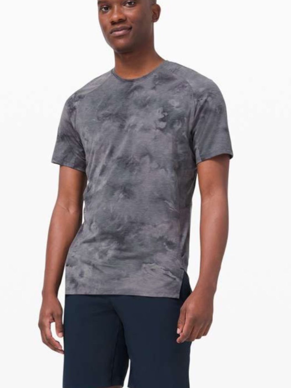 Lululemon Always Agile Short Sleeve Tee Diamond Dye Asphalt Grey Black Size L